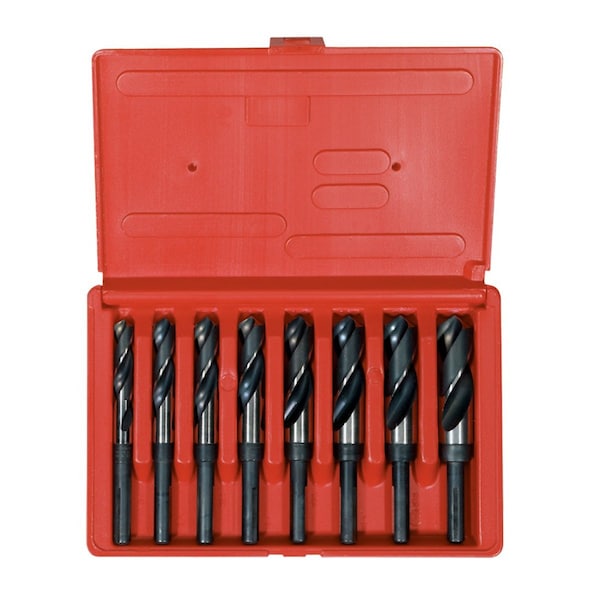 Hanson Drill Bit Set, 8 Piece, High Speed Steel, 1/2" Reduced Shank, 9/16" to 1", in Metal Index 90108 - main